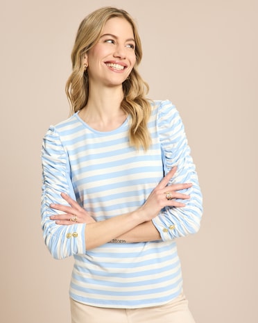 Produktabbildung für Gestreiftes Shirt mit gerafftem Ärmel