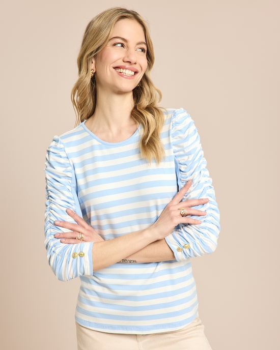 Produktabbildung für Gestreiftes Shirt mit gerafftem Ärmel