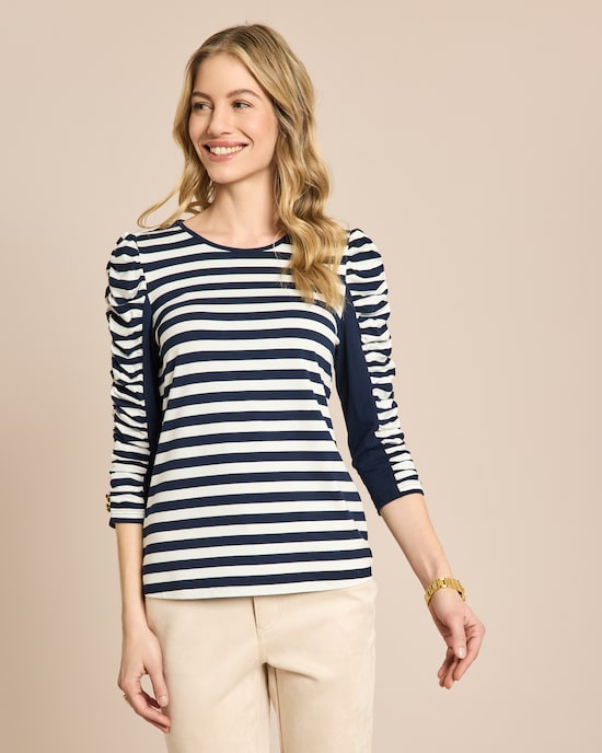 Produktabbildung für Gestreiftes Shirt mit gerafftem Ärmel