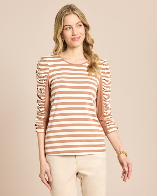 Produktabbildung für Gestreiftes Shirt mit gerafftem Ärmel