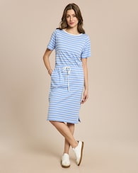 Produktabbildung für Jerseykleid gestreift mit Tunnelzug