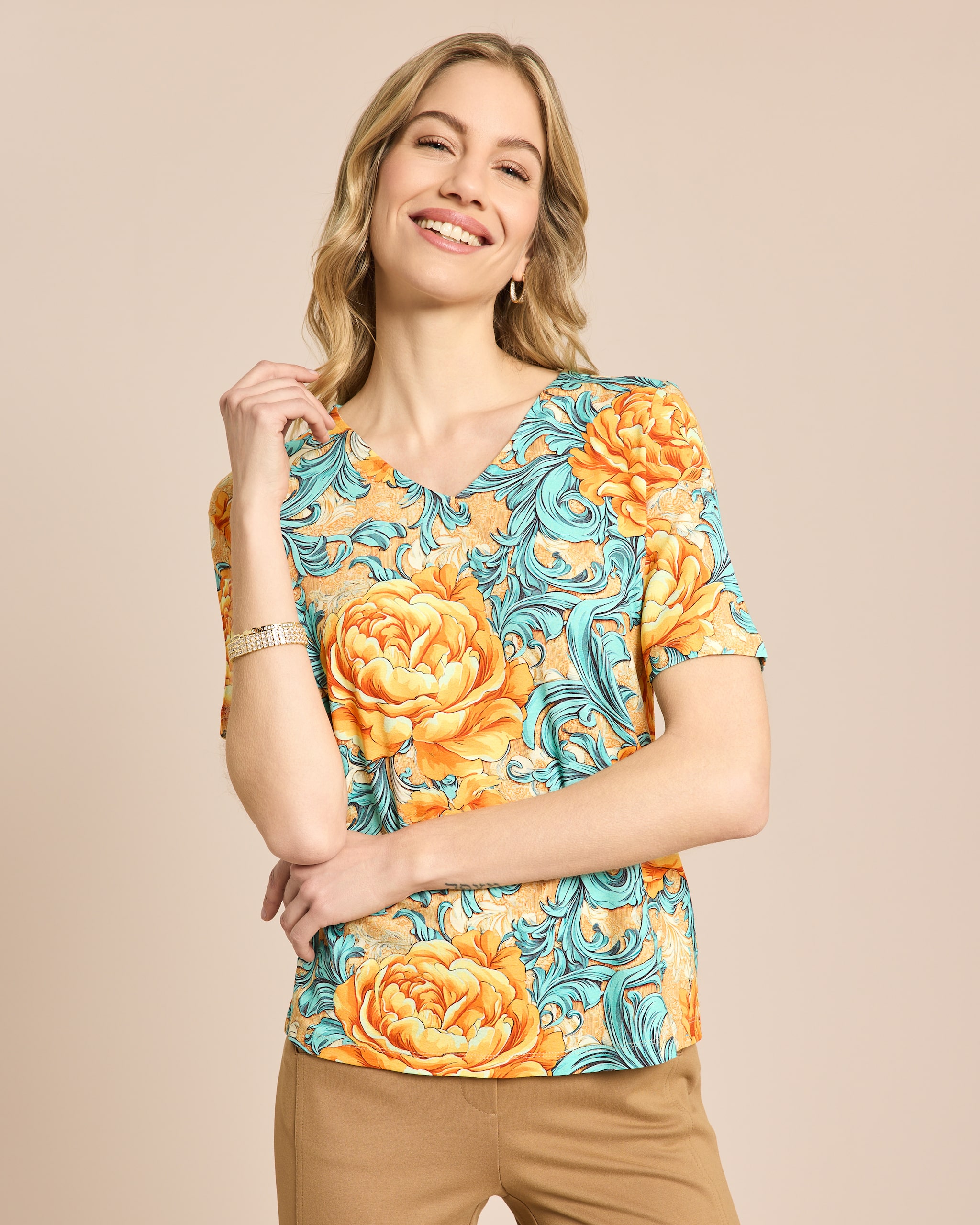 Produktabbildung für Shirt mit floralem Ornamentprint