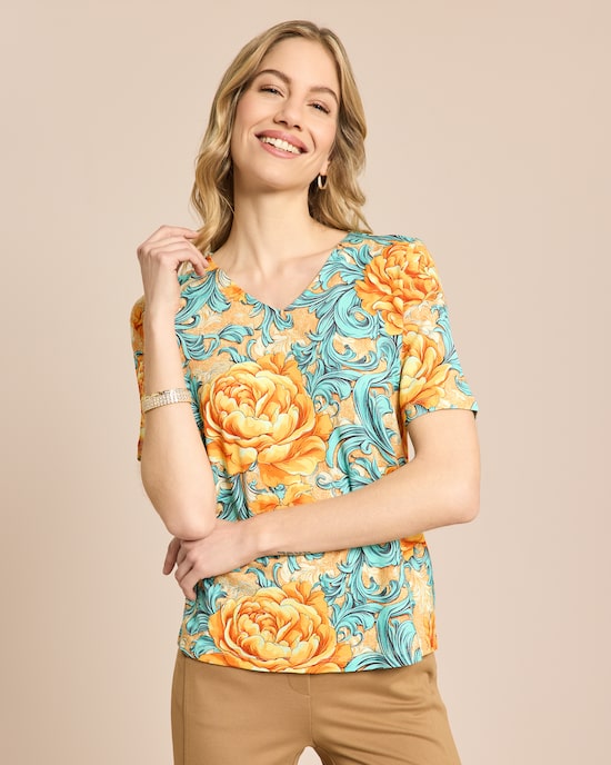 Produktabbildung für Shirt mit floralem Ornamentprint