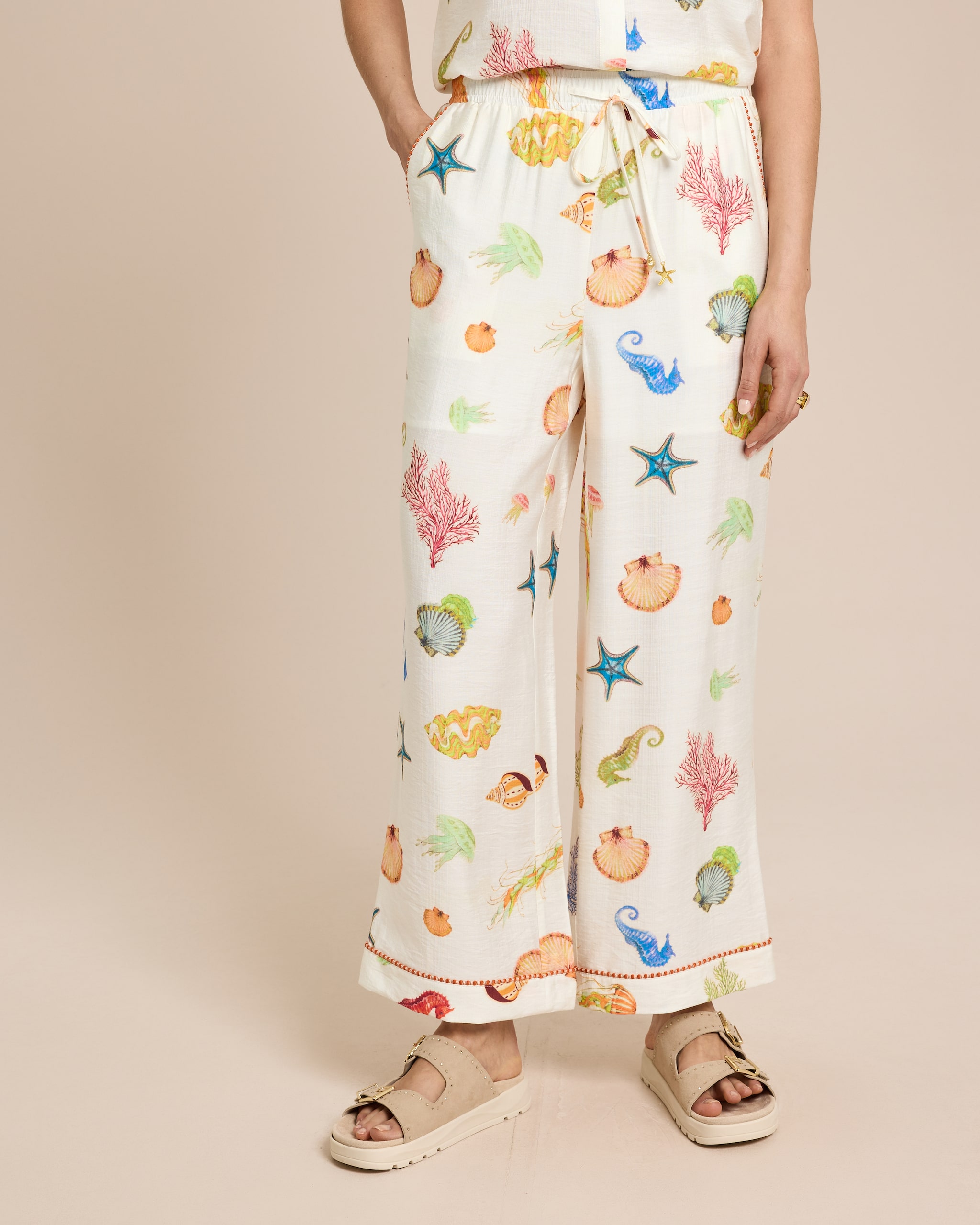 Produktabbildung für Wide Leg Hose mit maritimem Print