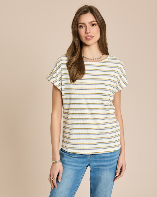 Produktabbildung für Streifen Kurzarm Shirt mit Glanzgarn