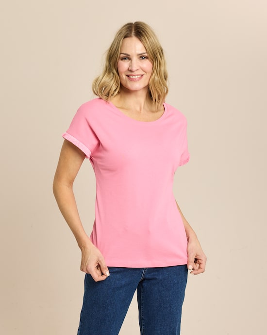 Produktabbildung für Shirt mit Fransen-Deko am Armausschnitt