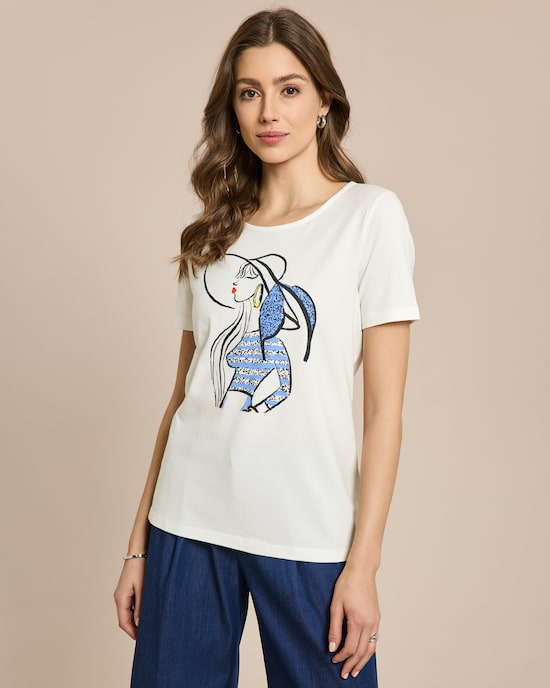 Produktabbildung für Shirt mit Ladydruck oder Streifendruck