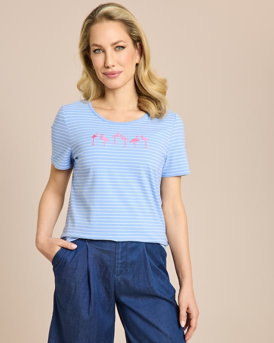 Produktabbildung für Shirt mit Streifen und Stickerei
