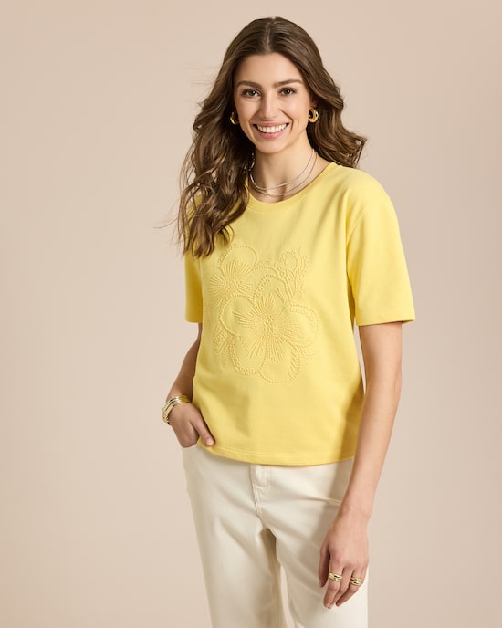 Produktabbildung für Kurzarm Sweatshirt mit Stickerei