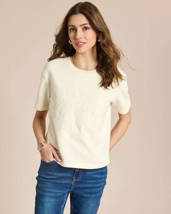 Produktabbildung für Kurzarm Sweatshirt mit Stickerei