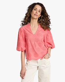 Produktabbildung für Bluse mit Lochstickerei und Ballonarm