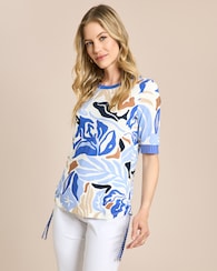Produktabbildung für Midi-Shirt mit Druck und Bänderdetail