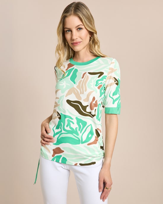 Produktabbildung für Midi-Shirt mit Druck und Bänderdetail