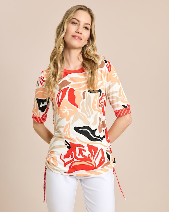 Produktabbildung für Midi-Shirt mit Druck und Bänderdetail