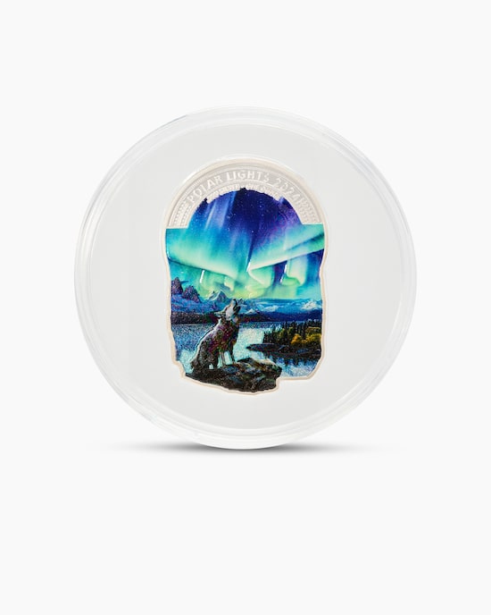 Produktabbildung für Silbermünze Polar Lights Wolf Shape