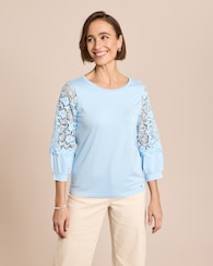 Produktabbildung für Shirt mit Ballonärmeln aus Spitze