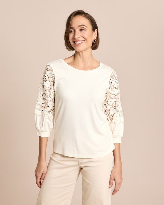 Produktabbildung für Shirt mit Ballonärmeln aus Spitze