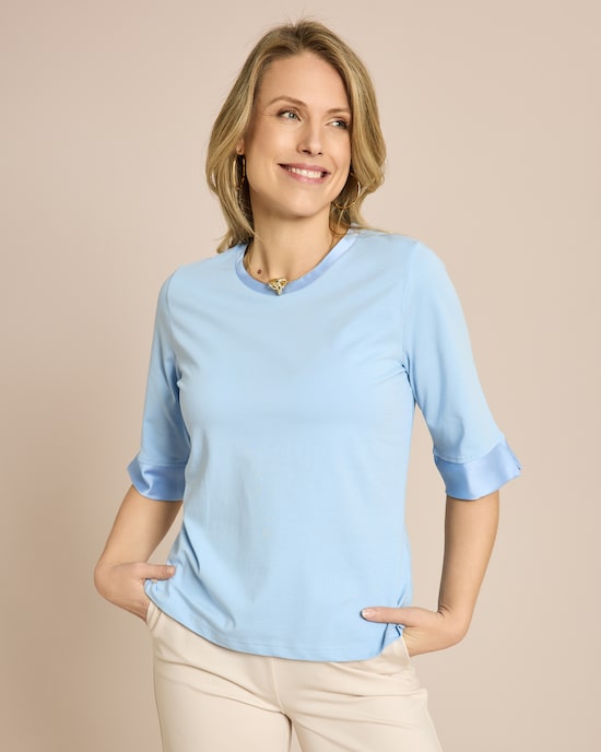 Produktabbildung für T-Shirt mit Satin Besatz