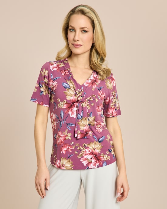 Produktabbildung für Shirt mit Blumendruck, Dekoschal