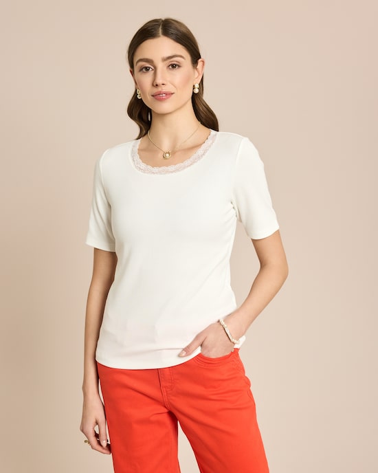 Produktabbildung für Shirt mit Spitzenbesatz