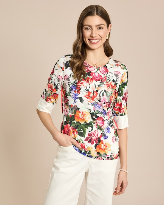 Produktabbildung für Shirt mit buntem Blumendruck