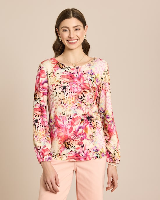 Produktabbildung für Shirt mit floralem Leoprint