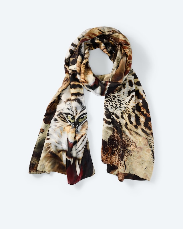 Seidenschal mit Tigermotiv