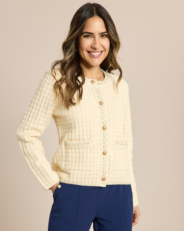 Strickjacke mit Kontrastblende