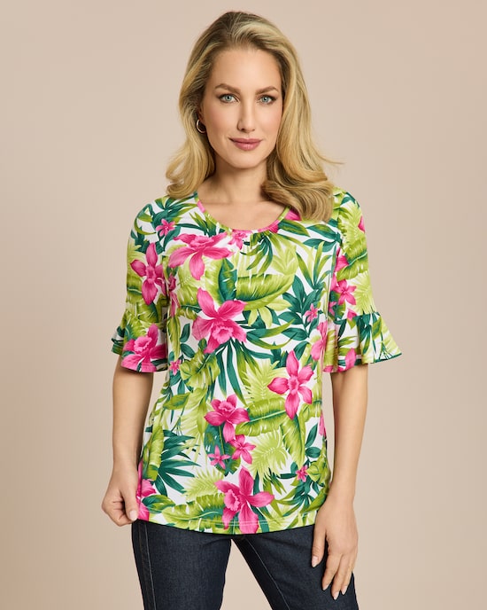 Produktabbildung für Shirt Palmen-Blumenprint