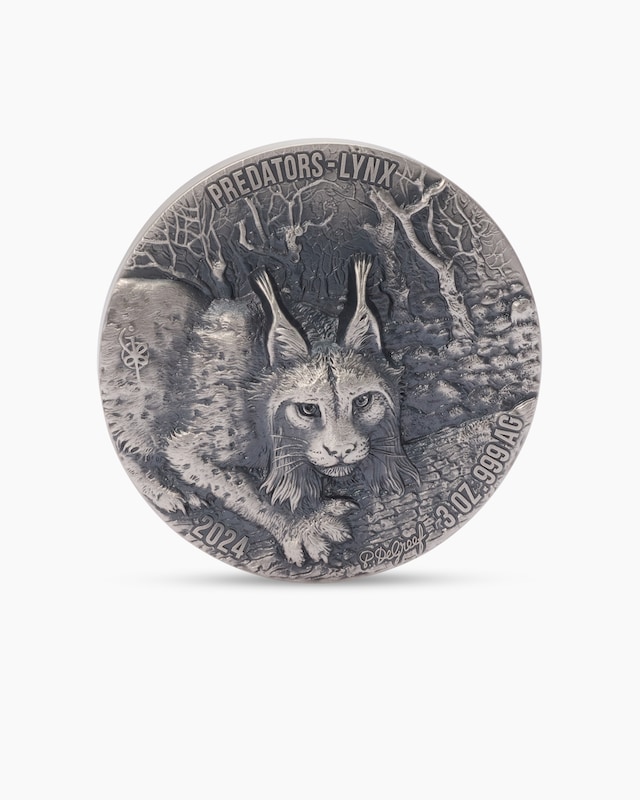 Silbermünze De Greef "Predators"Luchs