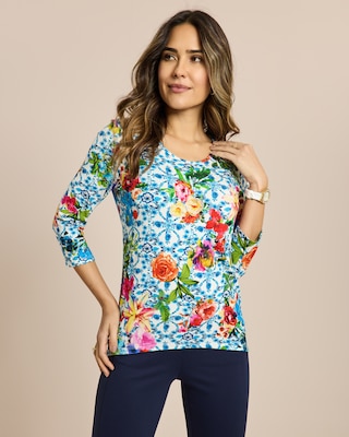 Produktabbildung 1 für Shirt mit Schößchen und Blumendruck