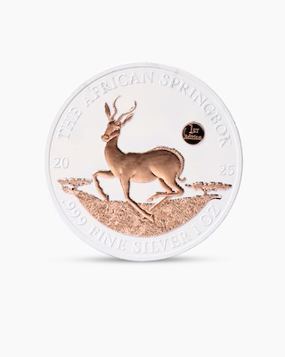 Produktabbildung 1 für Silbermünze White Cerafine Springbock 2025
