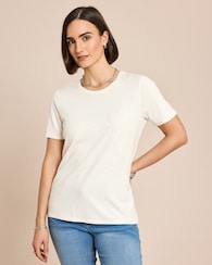 Produktabbildung für Shirt mit Blumen-Applikation