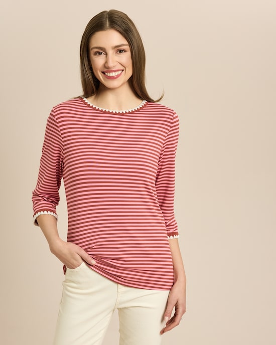 Produktabbildung für Shirt geringelt mit Zierstickerei