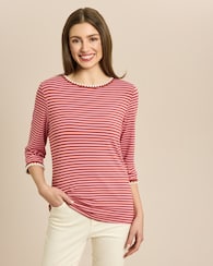 Produktabbildung für Shirt geringelt mit Zierstickerei