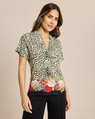 Produktabbildung 1 für Shirt mit Leo- und Blütenprint