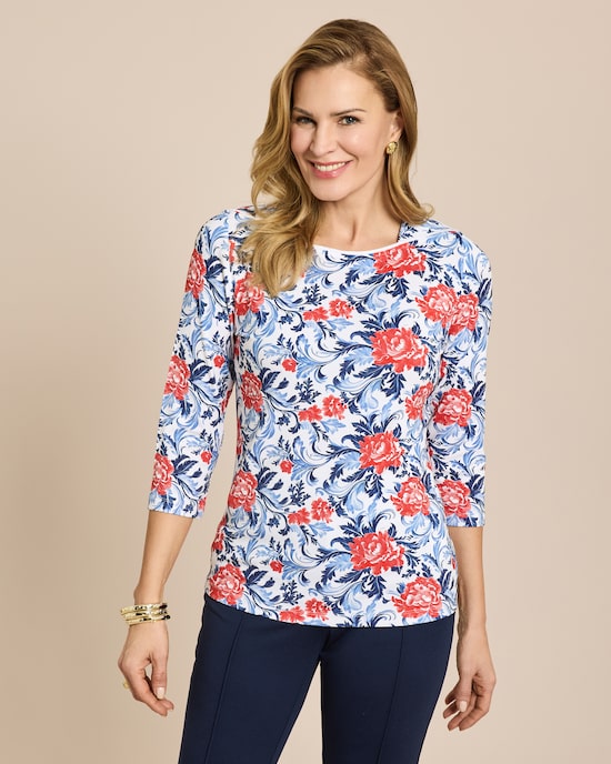 Produktabbildung für Shirt mit Blumen-Ornamentprint