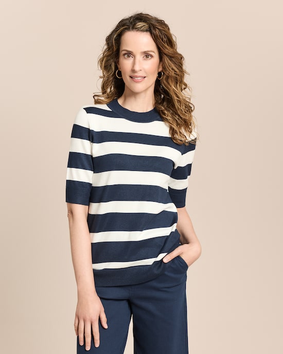 Produktabbildung für Halbarm-Pullover unregelmäßige Streifen