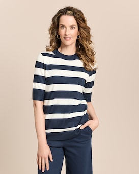 Produktabbildung für Halbarm-Pullover unregelmäßige Streifen