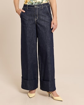 Produktabbildung für Extra-Wide Leg Jeans mit Umschlag