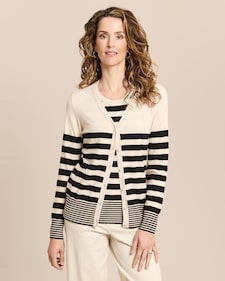 Produktabbildung für Twin-Set mit Top und Cardigan gestreift