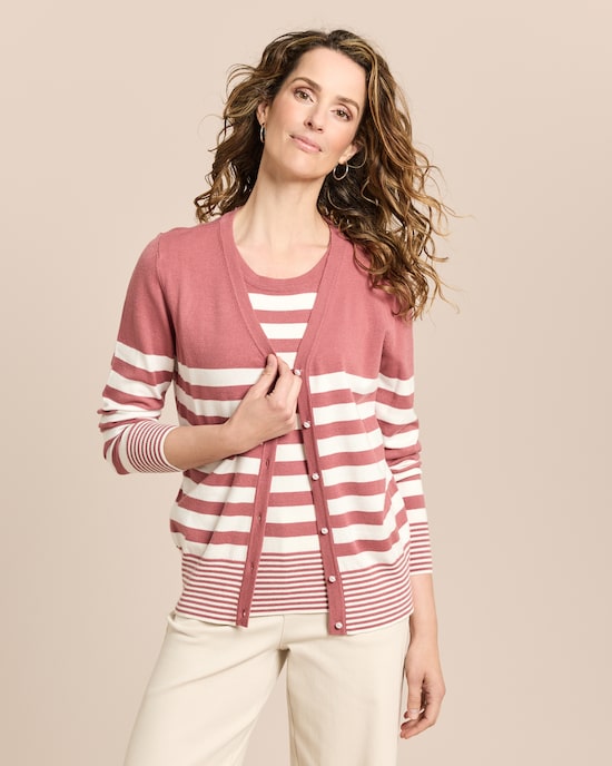 Produktabbildung für Twin-Set mit Top und Cardigan gestreift