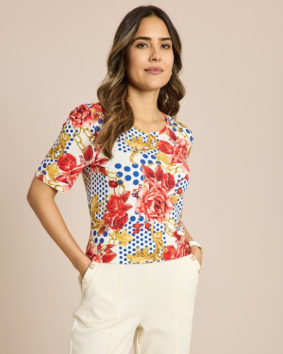 Produktabbildung für Shirt mit Blumen und Punkten