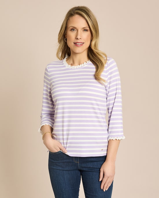 Produktabbildung für Shirt mit Streifen und Rüschen