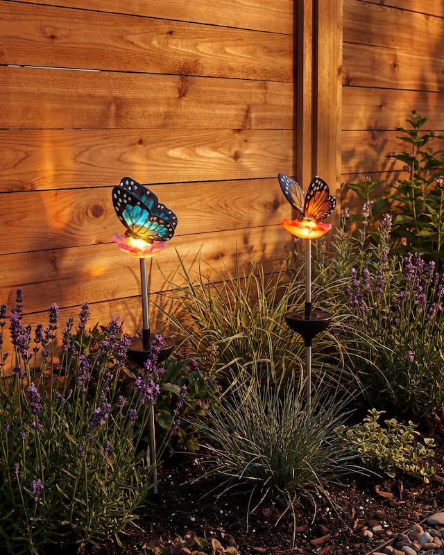 2er Set Gartenstecker Schmetterling