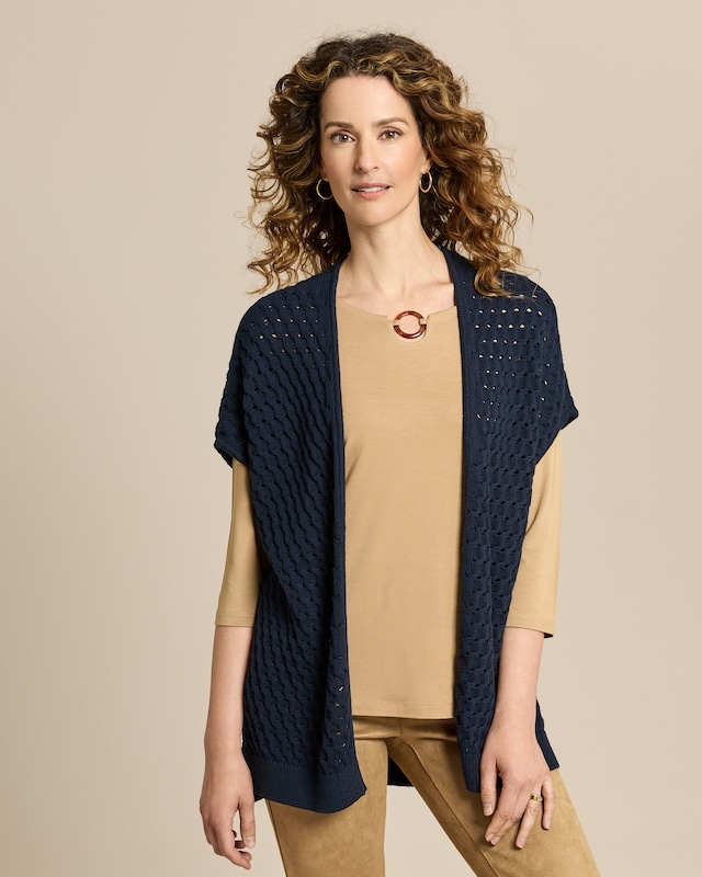 Strickcardigan mit Zopf-Ajour-Muster