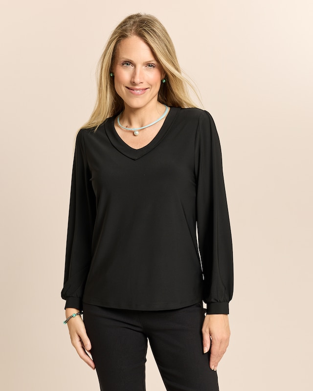Shirt mit V-Ausschnitt und Blende