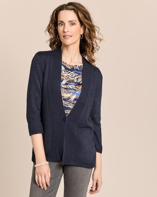 Produktabbildung für Strickjacke mit 3/4-Arm und Schalkragen