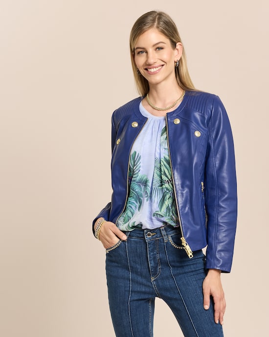 Produktabbildung für Lederjacke mit Steppung