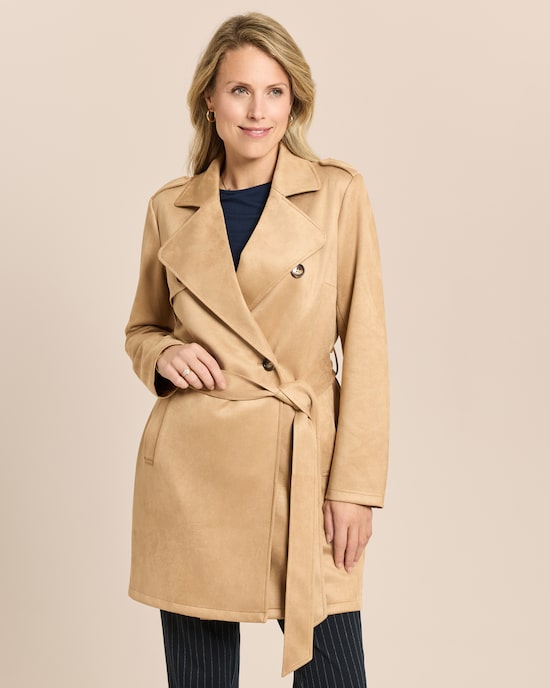 Produktabbildung für Trenchcoat in Scuba Velours-Optik